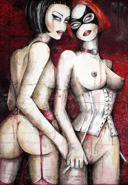 dirty jive Małgorzata Bańkowska erotic fetish bdsm painting fetish artist akty act obraz erotyczny sztuka erotyczna gorset lgbt lesbian fetysz fetysze obraz surrealistyczny malarstwo polskie polska sztuka surrealizm