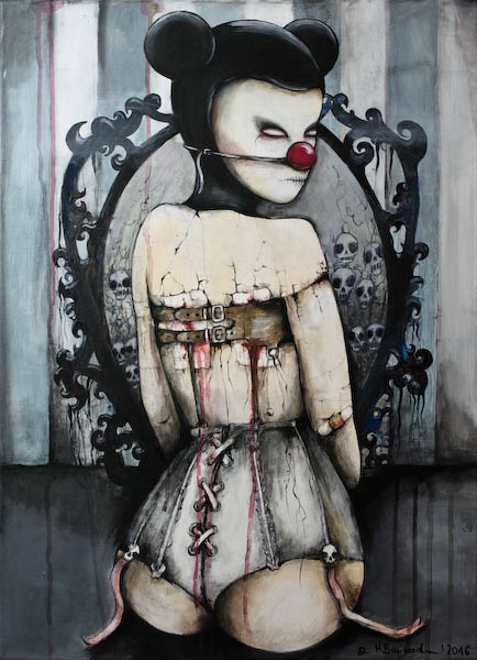 haha Małgorzata Bańkowska Dark erotic art painting exploring fetish, control and irony
