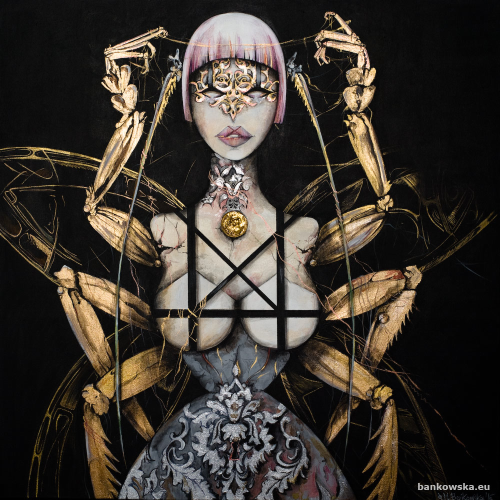 versace Małgorzata Bańkowska glamour fashion moda skrzydla wings gold golden color zloty kolor suknia dress beauty piekno obraz surrealistyczny malarstwo polskie polska sztuka surrealizm