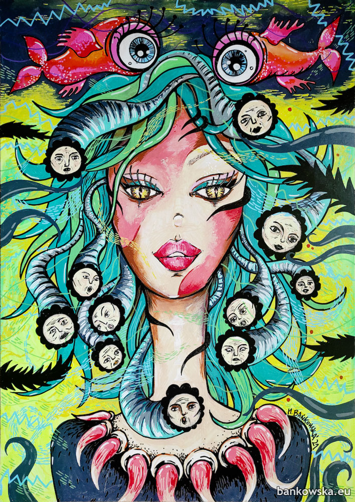 gosip malgorzata bankowska painting acrylic on hardboard obraz akryl na plycie pop art polska sztuka malarstwo polskie polish artist plotka