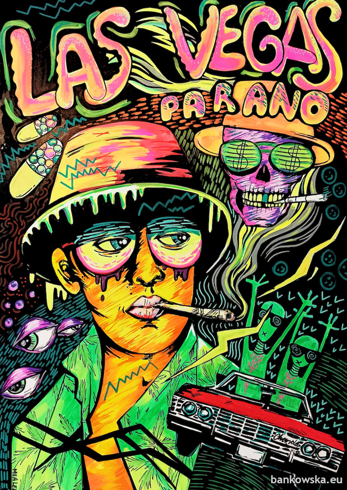 las vegas parano malgorzata bankowska painting acrylic on hardboard obraz akryl na plycie pop art polska sztuka malarstwo polskie polish artist fear and loathing in las vegas johnny depp lsd kwasy narkotyki drugs
