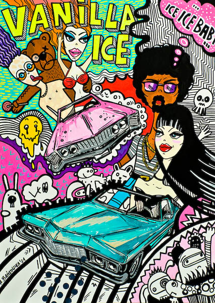 ice ice baby malgorzata bankowska painting acrylic on hardboard obraz akryl na plycie pop art polska sztuka malarstwo polskie polish artist vanilla ice rap hip hop muzyka music