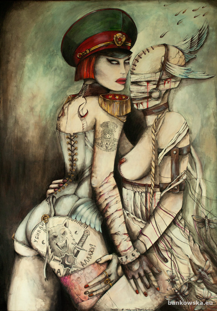 1940 Małgorzata Bańkowska painting surrealism surreal artist russification rusyfikacja world war II woja swiatowa war crimes zbrodnie wojenne genocide ludobojstwo polskie malarstwo surrealistyczne