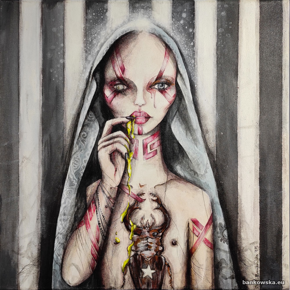 Biohazard Małgorzata Bańkowska dystopia sztuka fantastyczna surrealizm magiczny desa unicum aukcja dystopijny dystopian postapokaliptyczny post apocalyptic surreal painting obraz surrealistyczny polski malarstwo surrealistyczne