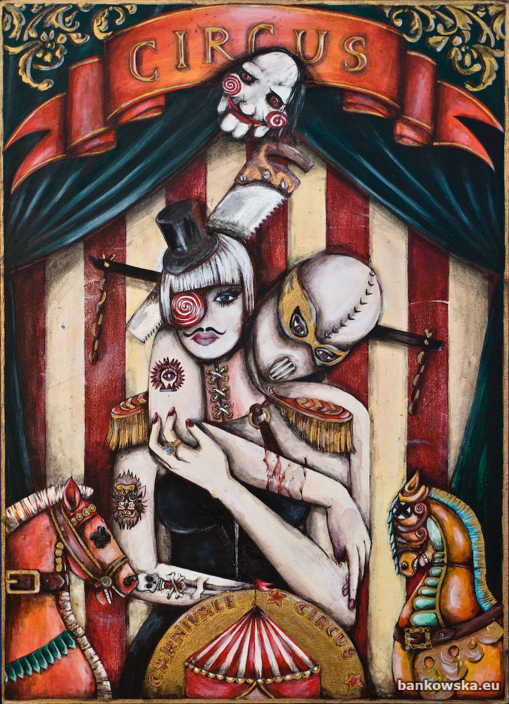 Carnivale Małgorzata Bańkowska dystopia sztuka fantastyczna surrealizm magiczny desa unicum aukcja dystopijny dystopian postapokaliptyczny post apocalyptic surreal painting obraz surrealistyczny polski malarstwo surrealistyczne