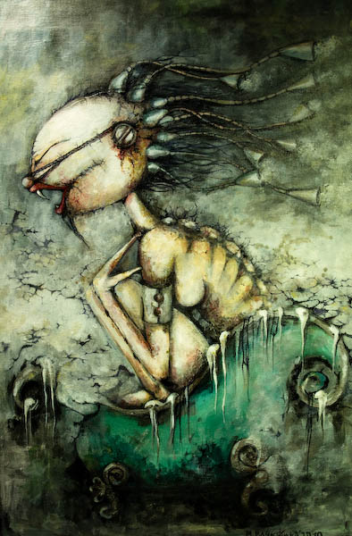 No Title Małgorzata Bańkowska dystopia sztuka fantastyczna surrealizm magiczny desa unicum aukcja dystopijny dystopian postapokaliptyczny post apocalyptic surreal painting obraz surrealistyczny polski malarstwo surrealistyczne