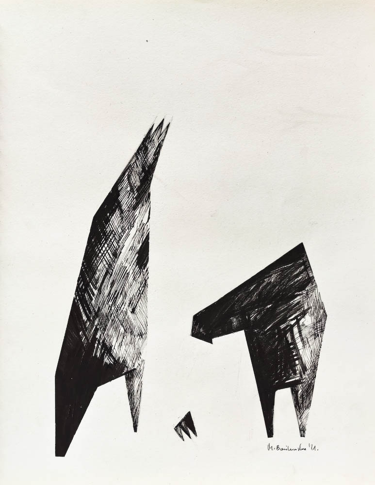 Drawing-ink-on-paper-Kings part 3, 2021 Małgorzata Bańkowska. Surreal artist.