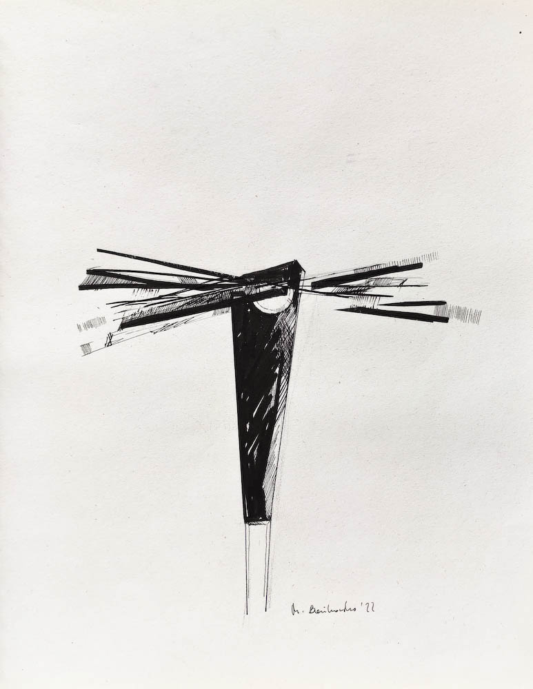 Drawing-ink-on-paper-Aliens, 2022 Małgorzata Bańkowska. Surreal artist.