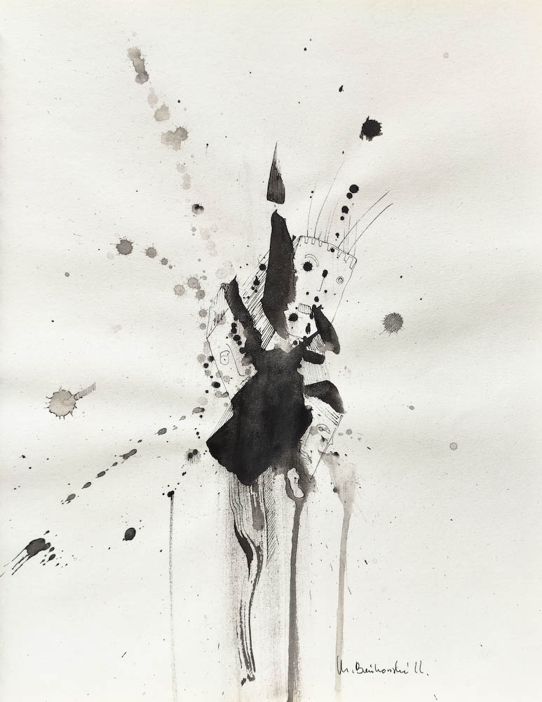 Drawing-ink-on-paper-Blot, 2022 Małgorzata Bańkowska. Surreal artist.