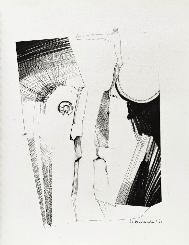 Drawing-ink-on-paper-Mayans, 2022 Małgorzata Bańkowska. Surreal artist.