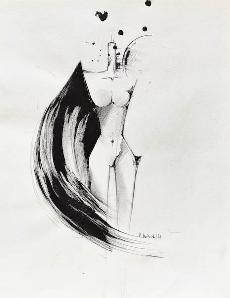 Drawing-ink-on-paper-Swallow, 2021 Małgorzata Bańkowska. Surreal artist.