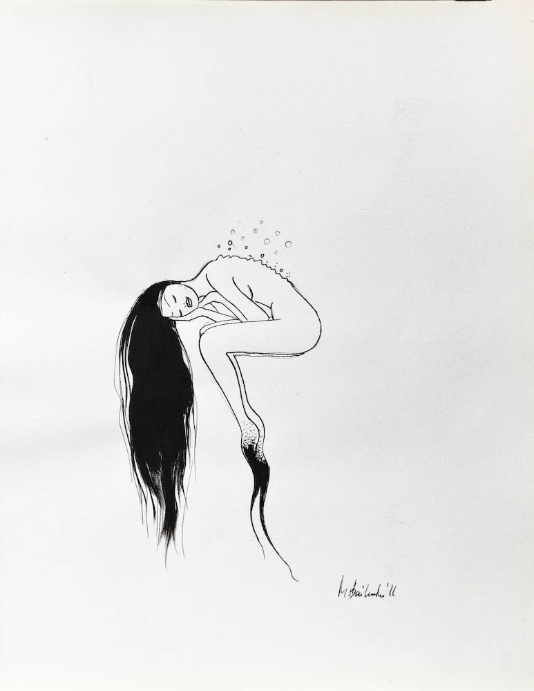  Vortex. Drawing, ink on paper. 2022 Małgorzata Bańkowska. Surreal artist from Poland. Artist sketchbook. NFT Artist, biomechanics. Auctions.