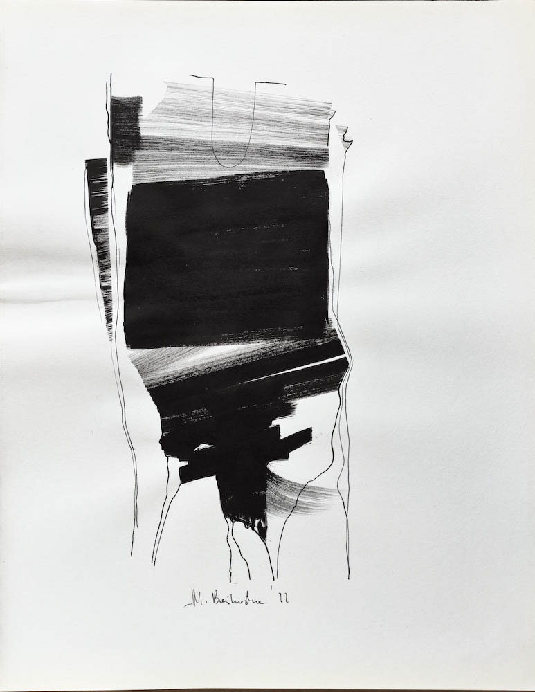 Secret Service. Drawing, ink on paper. 2022 Małgorzata Bańkowska. Surreal artist from Poland. Artist sketchbook. NFT Artist, biomechanics. Auctions.