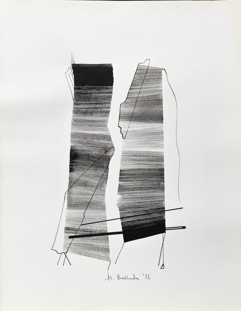 Pillars. Drawing, ink on paper. 2022 Małgorzata Bańkowska. Surreal artist from Poland. Artist sketchbook. NFT Artist, biomechanics. Auctions.