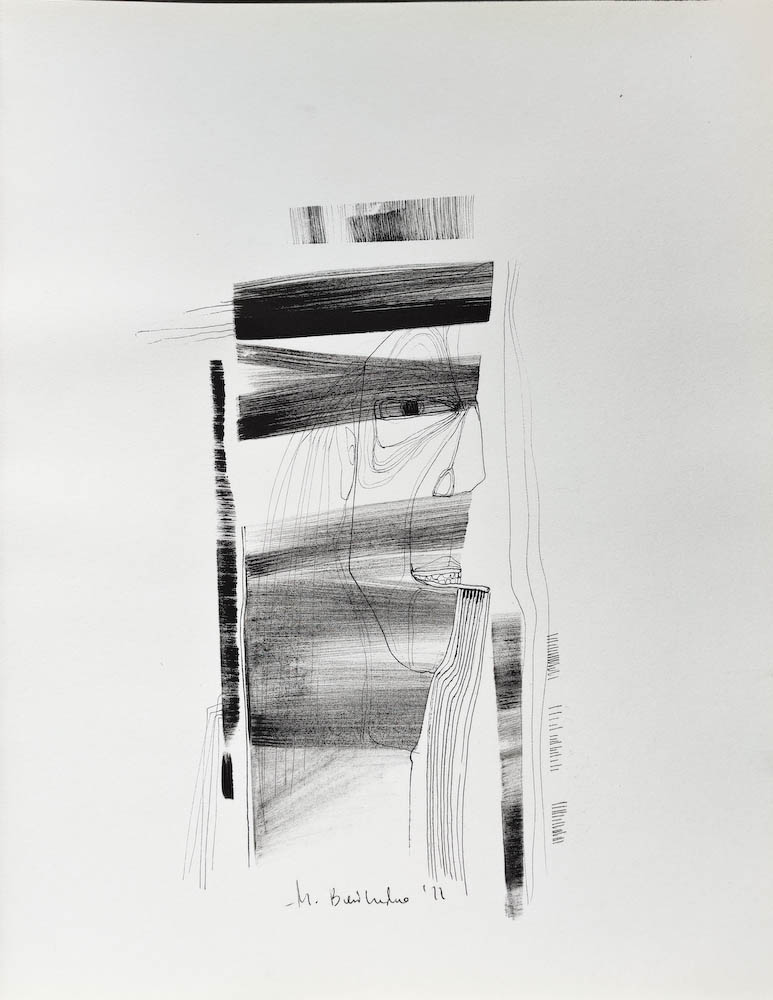 Kill the head and the body will die. Drawing, ink on paper. 2022 Małgorzata Bańkowska. Surreal artist from Poland. Artist sketchbook. NFT Artist, biomechanics. Auctions.