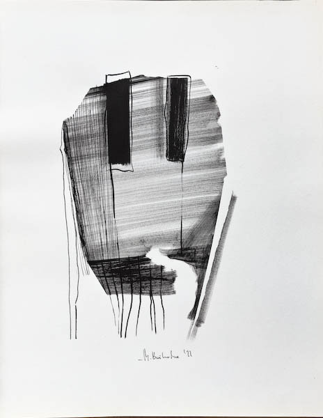 Minion. Drawing, ink on paper. 2022 Małgorzata Bańkowska. Surreal artist from Poland. Artist sketchbook. NFT Artist, biomechanics. Auctions.