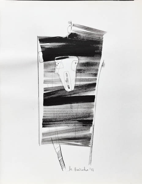Depression. Drawing, ink on paper. 2022 Małgorzata Bańkowska. Surreal artist from Poland. Artist sketchbook. NFT Artist, biomechanics. Auctions.