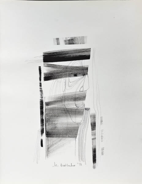 Kill the head and the body will die. Drawing, ink on paper. 2022 Małgorzata Bańkowska. Surreal artist from Poland. Artist sketchbook. NFT Artist, biomechanics. Auctions.