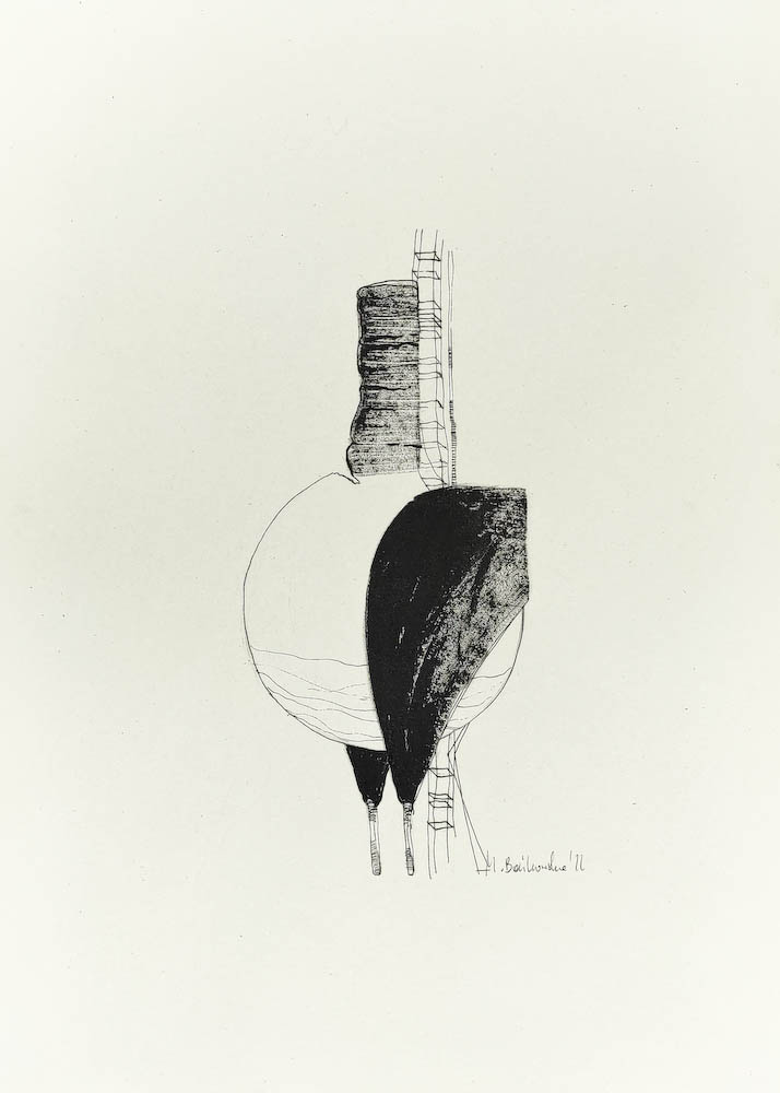 gmo3 2022, Małgorzata Bańkowska mono stereo rysunek tuszem na papierze dystopia ink on paper dystopian art surrealism dystopijna sztuka polska surreal artist