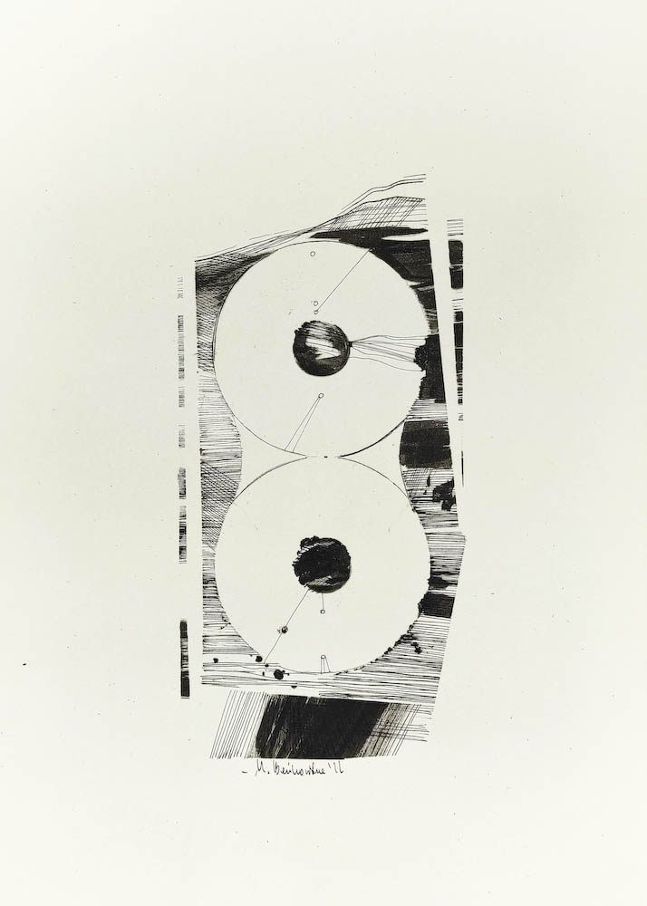 Syntropy 2022, Małgorzata Bańkowska mono stereo rysunek tuszem na papierze dystopia ink on paper dystopian art surrealism dystopijna sztuka polska surreal artist