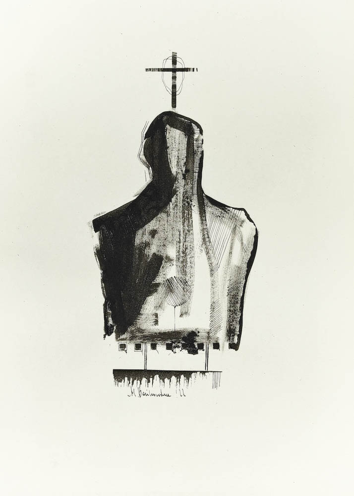 Devoted 2022, Małgorzata Bańkowska mono stereo rysunek tuszem na papierze dystopia ink on paper dystopian art surrealism dystopijna sztuka polska surreal artist