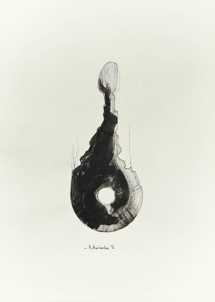Form 2022, Małgorzata Bańkowska mono stereo rysunek tuszem na papierze dystopia ink on paper dystopian art surrealism dystopijna sztuka polska surreal artist