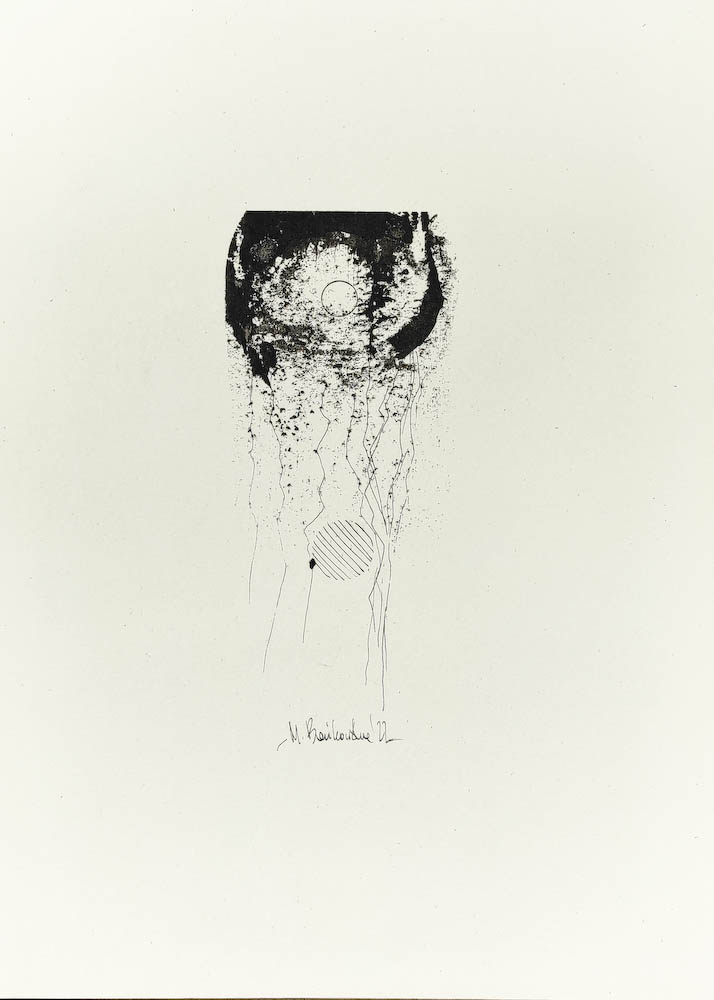 Stardust 2022, Małgorzata Bańkowska mono stereo rysunek tuszem na papierze dystopia ink on paper dystopian art surrealism dystopijna sztuka polska surreal artist