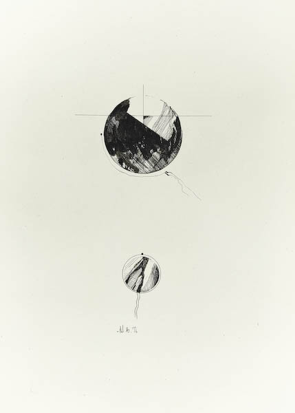Xenos 2 2022, Małgorzata Bańkowska mono stereo rysunek tuszem na papierze dystopia ink on paper dystopian art surrealism dystopijna sztuka polska surreal artist