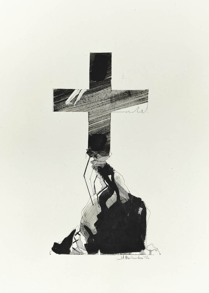 Rubble 2022, Małgorzata Bańkowska mono stereo rysunek tuszem na papierze ink artwork ink drawing on paper dystopian art surrealizm sztuka dystopijna