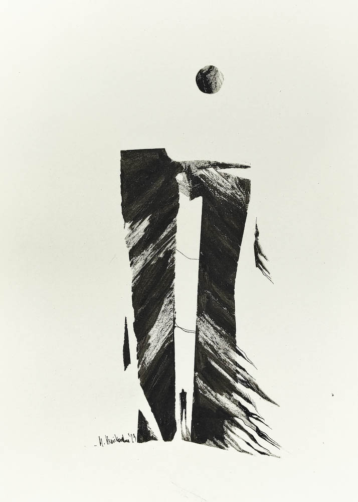 Portal 2023, Małgorzata Bańkowska mono stereo rysunek tuszem na papierze ink artwork ink drawing on paper dystopian art surrealizm sztuka dystopijna