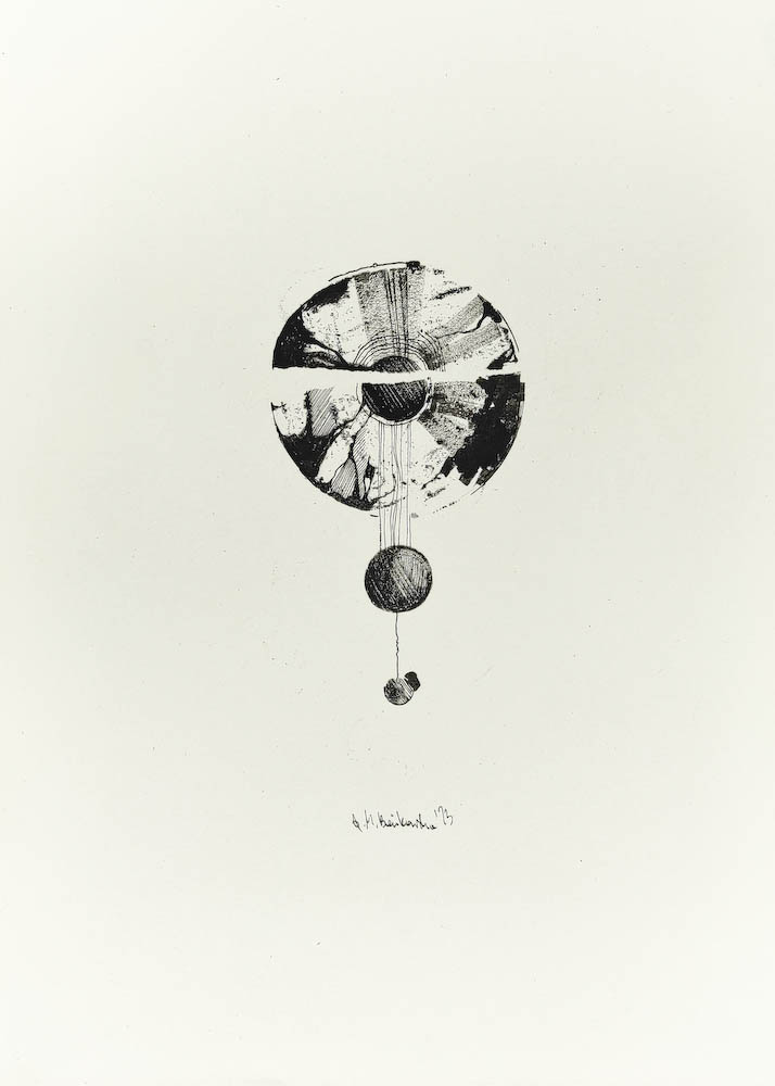 Pendulum 2023, Małgorzata Bańkowska mono stereo rysunek tuszem na papierze ink artwork ink drawing on paper dystopian art surrealizm sztuka dystopijna