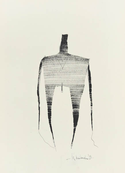 Niepewny 2023, Małgorzata Bańkowska mono stereo rysunek tuszem na papierze ink artwork ink drawing on paper dystopian art surrealizm sztuka dystopijna