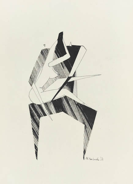 Lato 2023, Małgorzata Bańkowska mono stereo rysunek tuszem na papierze ink artwork ink drawing on paper dystopian art surrealizm sztuka dystopijna