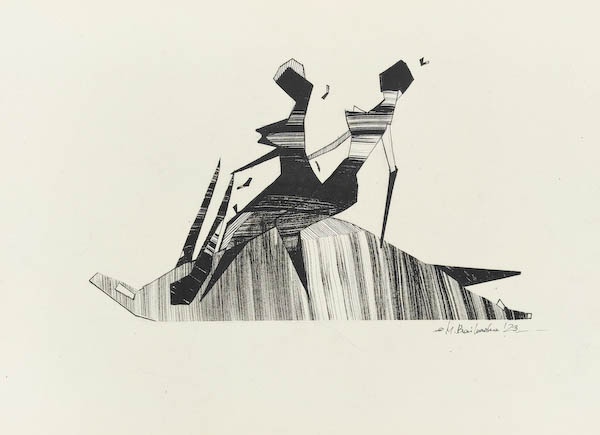 Sobota 2023, Małgorzata Bańkowska mono stereo rysunek tuszem na papierze ink artwork ink drawing on paper dystopian art surrealizm sztuka dystopijna