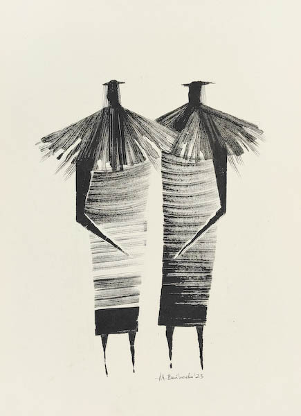 Hawaii 2023, Małgorzata Bańkowska mono stereo rysunek tuszem na papierze ink artwork ink drawing on paper dystopian art surrealizm sztuka dystopijna