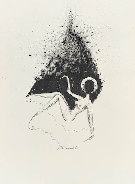 Ultraviolet 2023, Małgorzata Bańkowska mono stereo rysunek tuszem na papierze ink artwork ink drawing on paper dystopian art surrealizm sztuka dystopijna