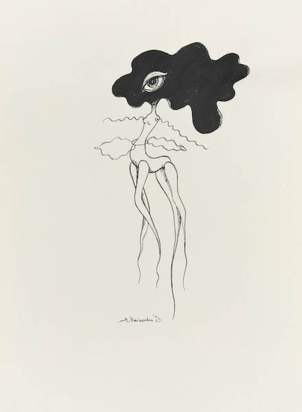 Doe 2023, Małgorzata Bańkowska mono stereo rysunek tuszem na papierze ink artwork ink drawing on paper dystopian art surrealizm sztuka dystopijna