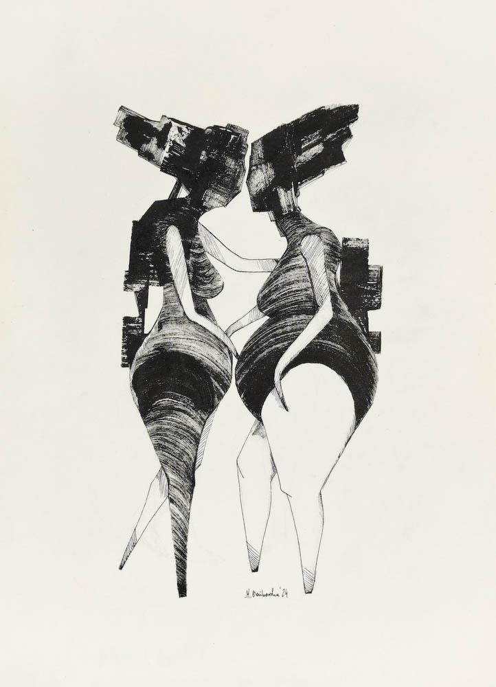 Silicon 2024, Małgorzata Bańkowska mono stereo ink on paper fineart artcollector dystopian surrealism