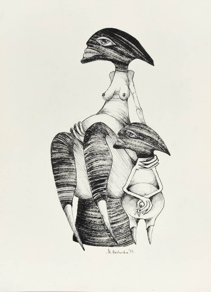 In One Direction 2024, Małgorzata Bańkowska mono stereo ink on paper fineart artcollector dystopian surrealism