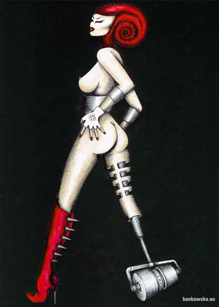 Małgorzata Bańkowska Red Gallery brake roller Contemporary Erotic Art with biomechanical elements