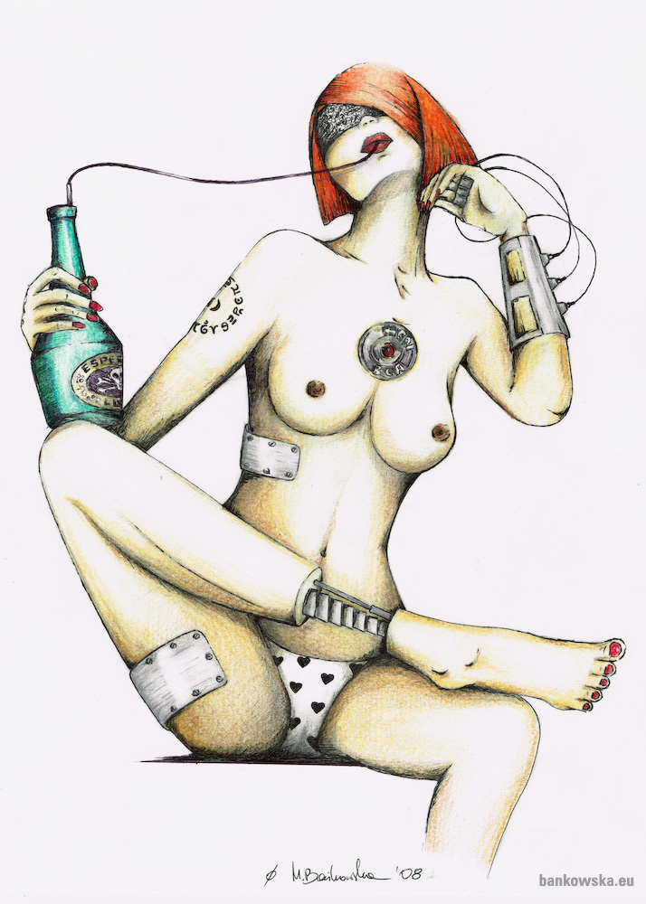Małgorzata Bańkowska Red Gallery esperal original polska sztuka rysunek polish art drawing erotyka fetysz erotic fetish biomechanika biomechanics