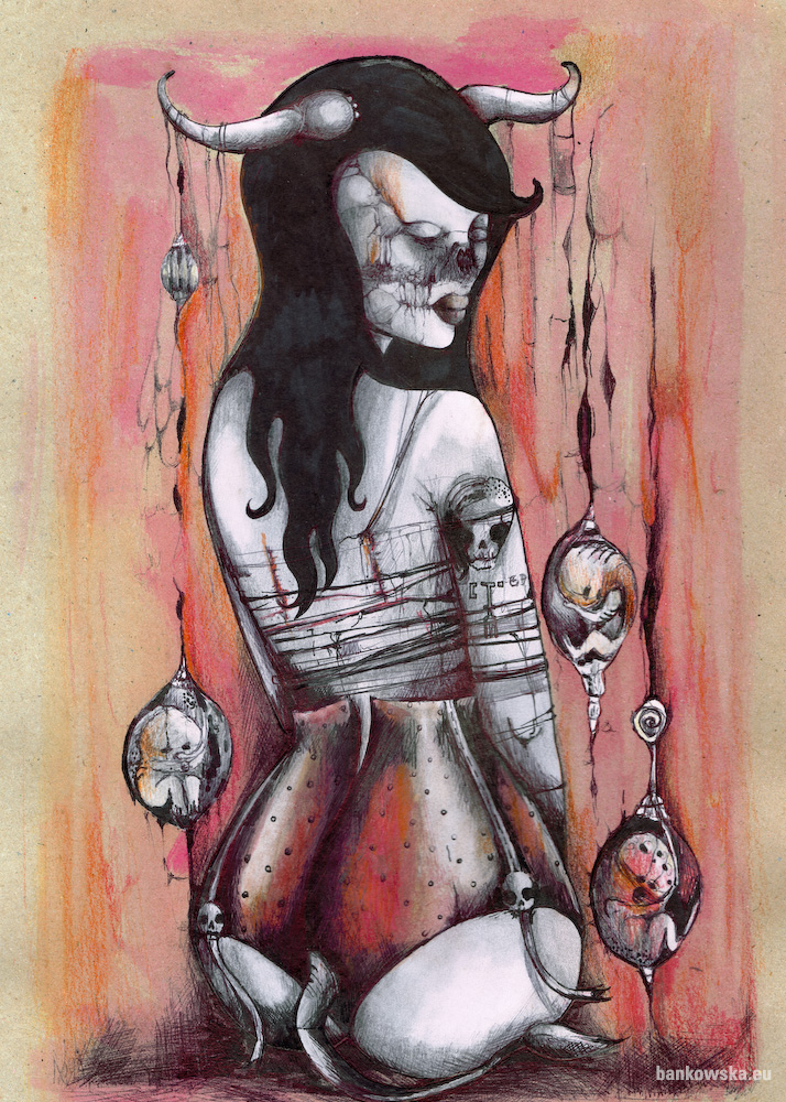 Małgorzata Bańkowska Red Gallery plantacja polska sztuka rysunek polish art drawing erotyka fetysz erotic fetish biomechanika biomechanics
