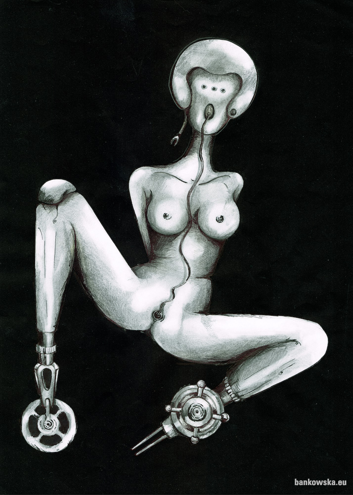 T-Rex. Dark surreal Erotic Art drawing.
