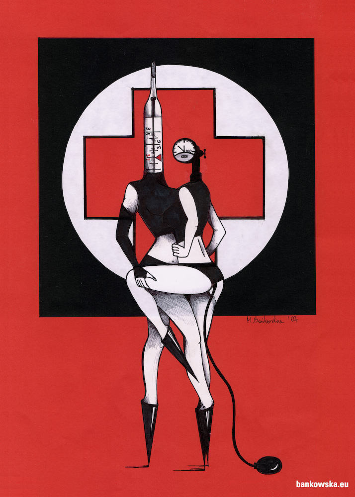 Red Gallery Contemporary Erotic Art featuring medical fetish aesthetics