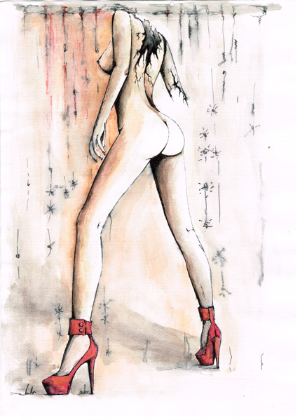 Małgorzata Bańkowska Red Gallery Contemporary Erotic Art drawing of the female body in recovery